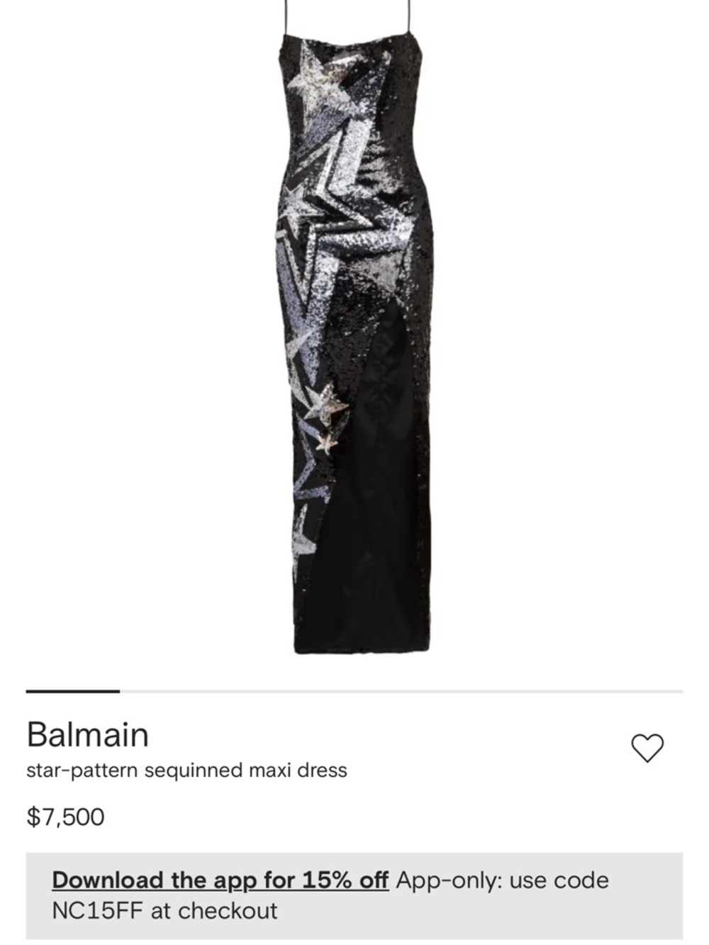 Balmain Black Maxi Dress with Silver Star Sequins